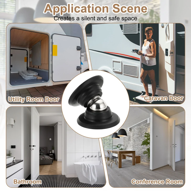 Magnetic Door Holder, Magnetic Door Catch with Adhesive Screws, Pale White