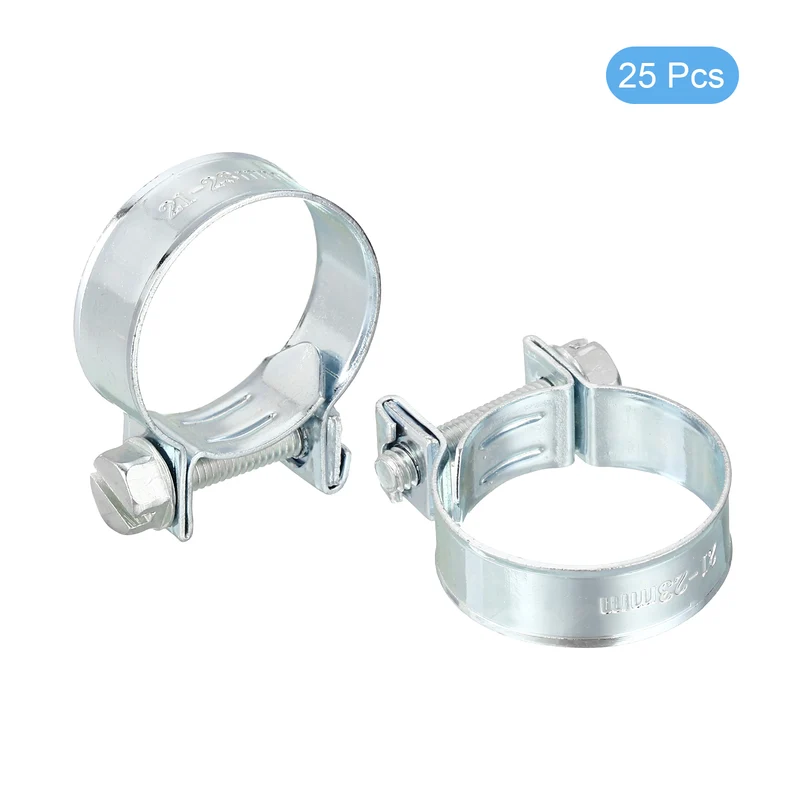 25Pcs Mini Fuel Line Pipe Hose Clamp Clip, 21-23mm Fuel Injection Hose Clamp