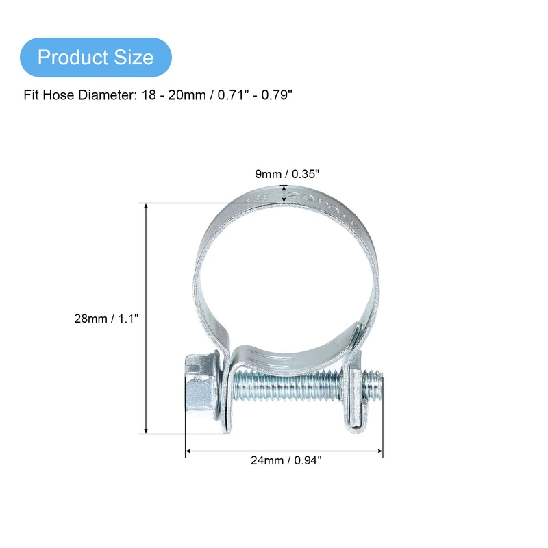 25Pcs Mini Fuel Line Pipe Hose Clamp Clip, 18-20mm Fuel Injection Hose Clamp