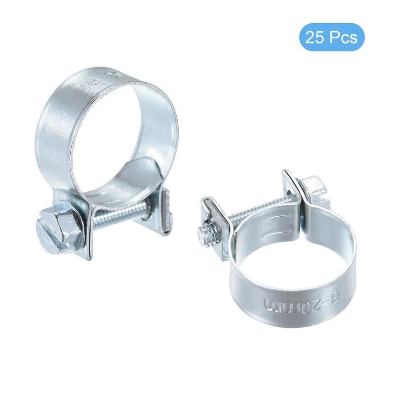 25Pcs Mini Fuel Line Pipe Hose Clamp Clip, 18-20mm Fuel Injection Hose Clamp