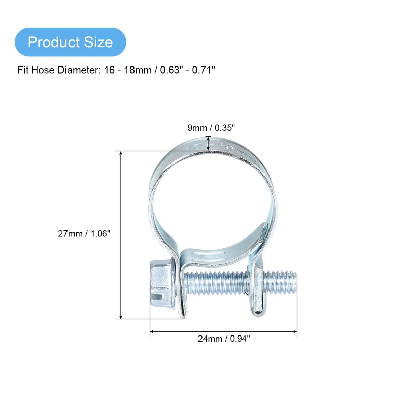 25Pcs Mini Fuel Line Pipe Hose Clamp Clip, 16-18mm Fuel Injection Hose Clamp
