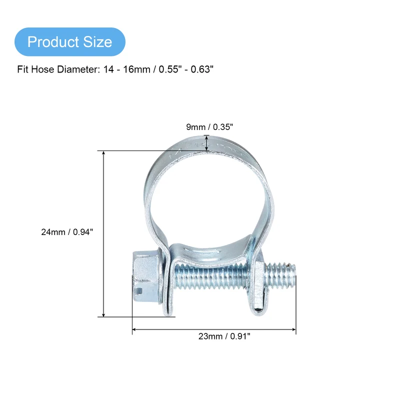 25Pcs Mini Fuel Line Pipe Hose Clamp Clip, 14-16mm Fuel Injection Hose Clamp