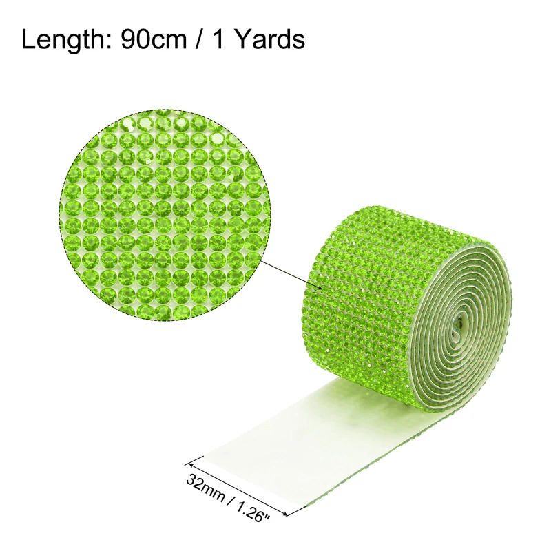1 Yard 32mm Self Adhesive Crystal Ribbon Light Green