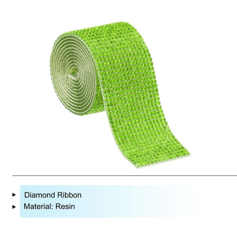 1 Yard 32mm Self Adhesive Crystal Ribbon Light Green