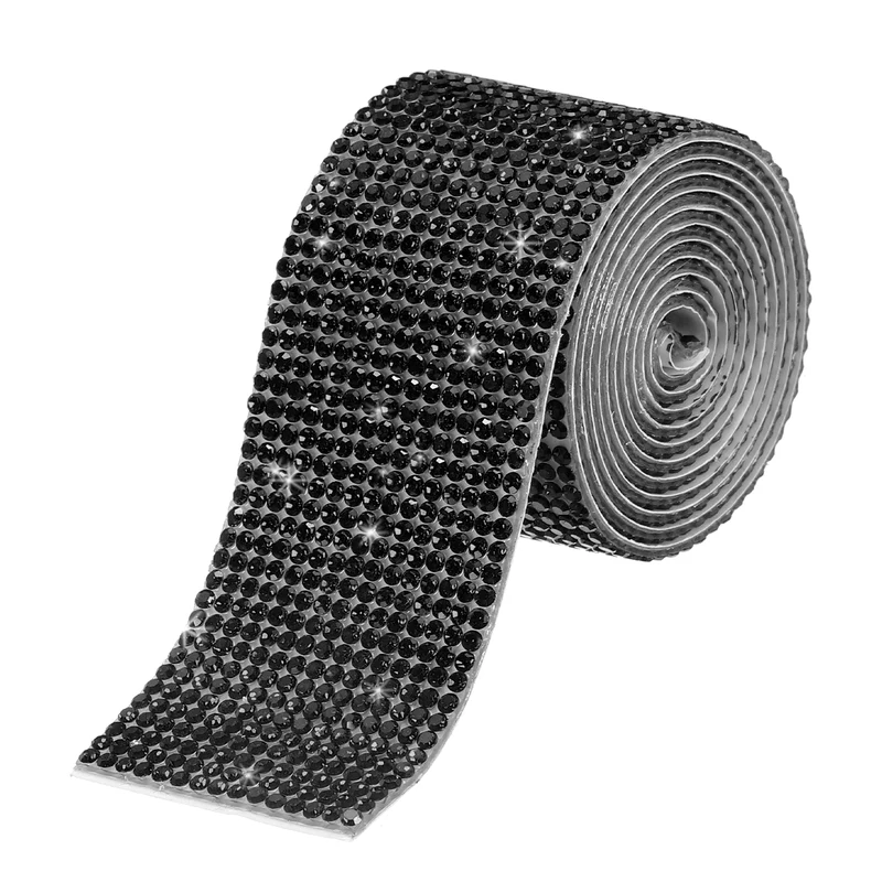 1 Yard 32mm Self Adhesive Crystal Ribbon Black