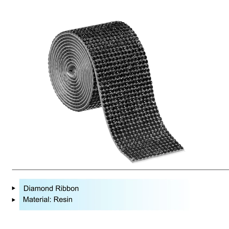1 Yard 32mm Self Adhesive Crystal Ribbon Black