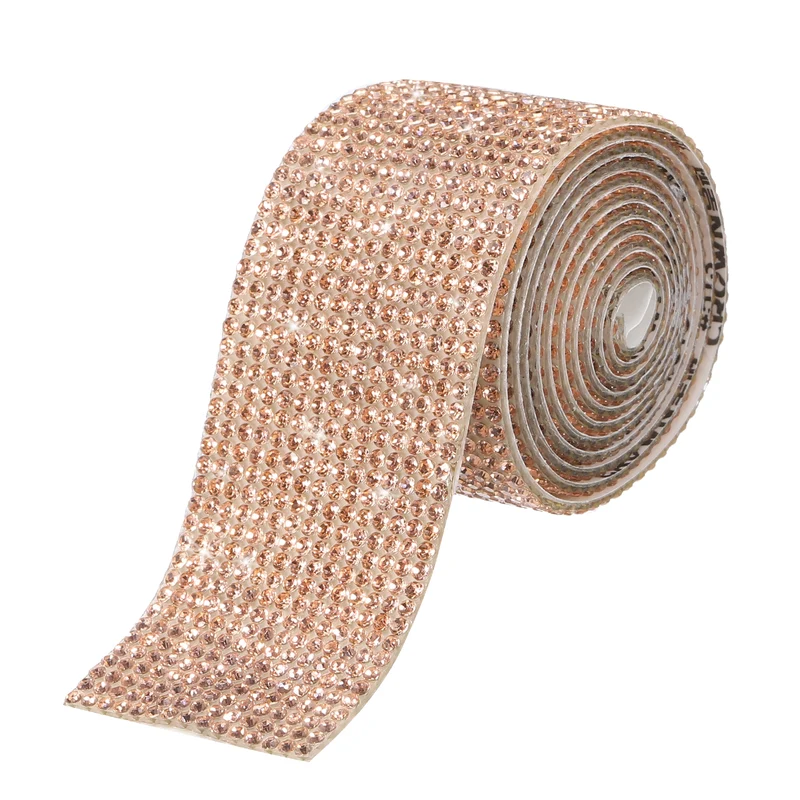 1 Yard 32mm Self Adhesive Crystal Ribbon Champagne