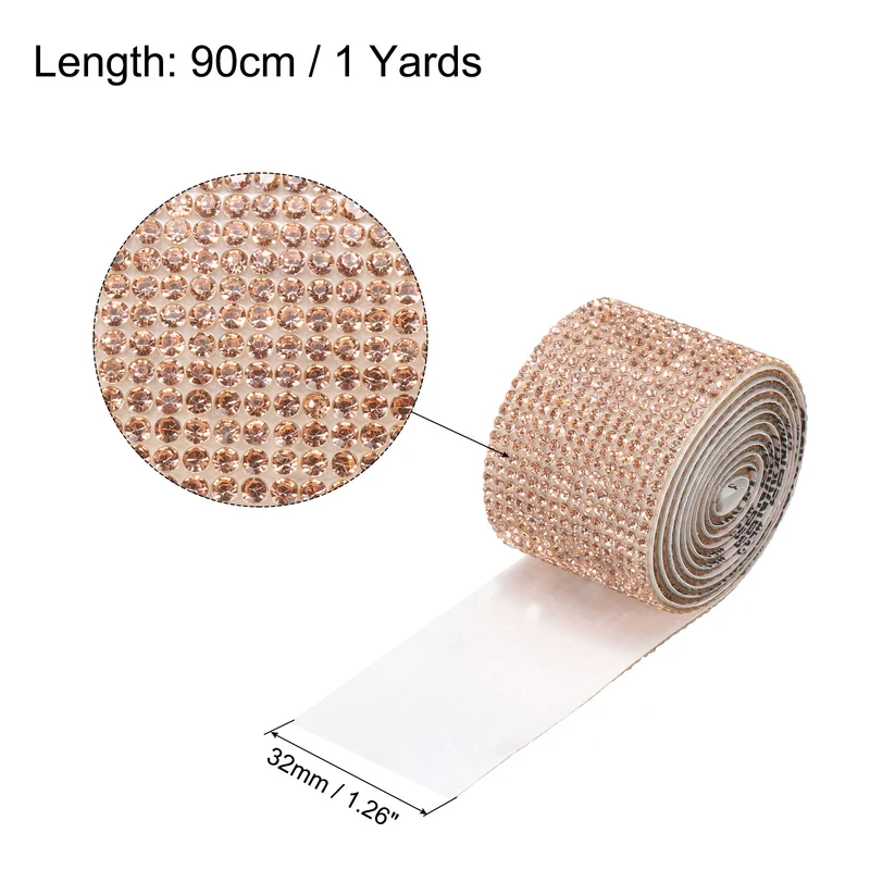 1 Yard 32mm Self Adhesive Crystal Ribbon Champagne