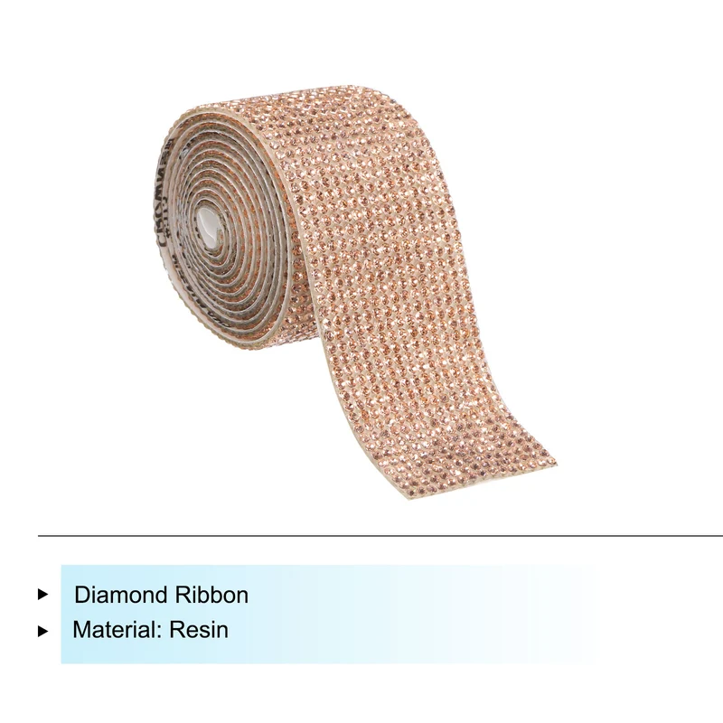 1 Yard 32mm Self Adhesive Crystal Ribbon Champagne