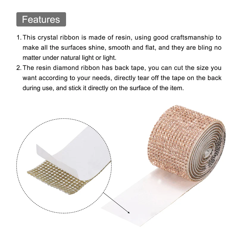 1 Yard 32mm Self Adhesive Crystal Ribbon Champagne