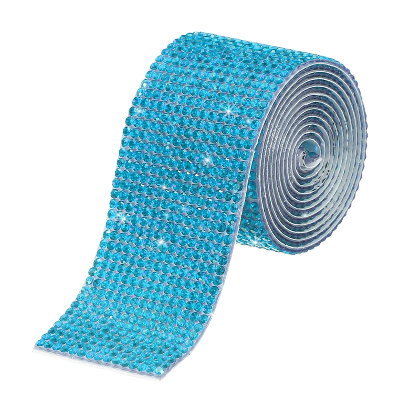 1 Yard 32mm Self Adhesive Crystal Ribbon Lake Blue
