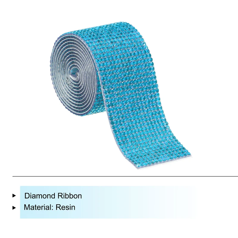 1 Yard 32mm Self Adhesive Crystal Ribbon Lake Blue