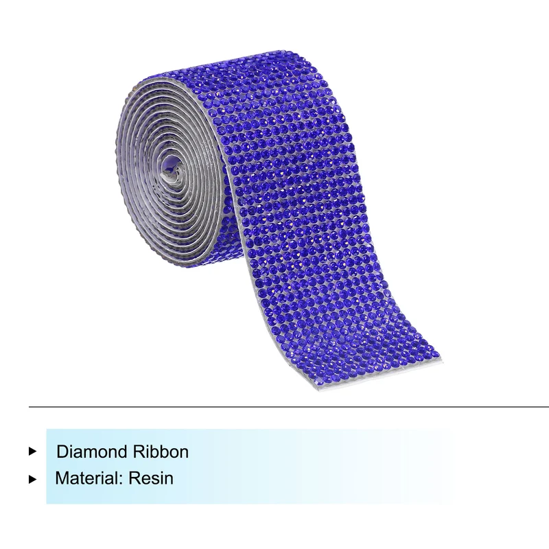 1 Yard 32mm Self Adhesive Crystal Ribbon Dark Blue