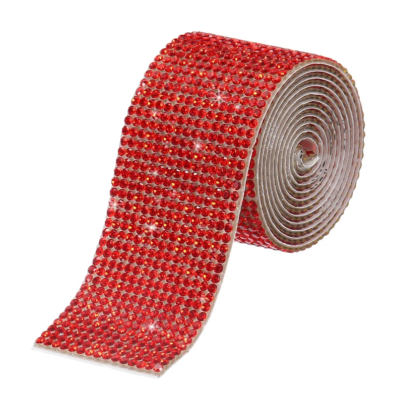 1 Yard 32mm Self Adhesive Crystal Ribbon Red