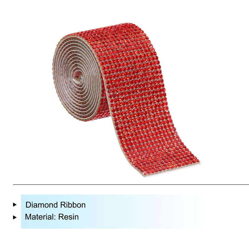 1 Yard 32mm Self Adhesive Crystal Ribbon Red