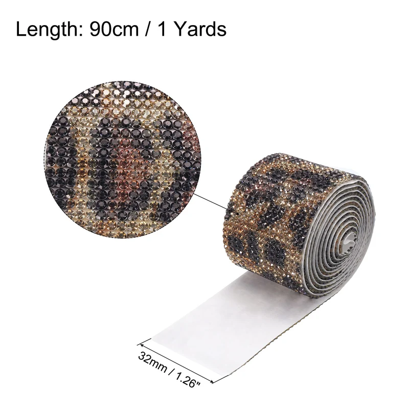 1 Yard 32mm Self Adhesive Crystal Ribbon Black,Brown