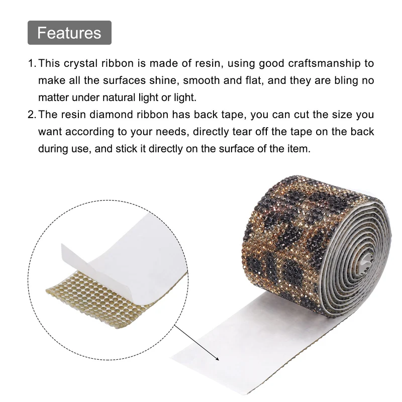 1 Yard 32mm Self Adhesive Crystal Ribbon Black,Brown