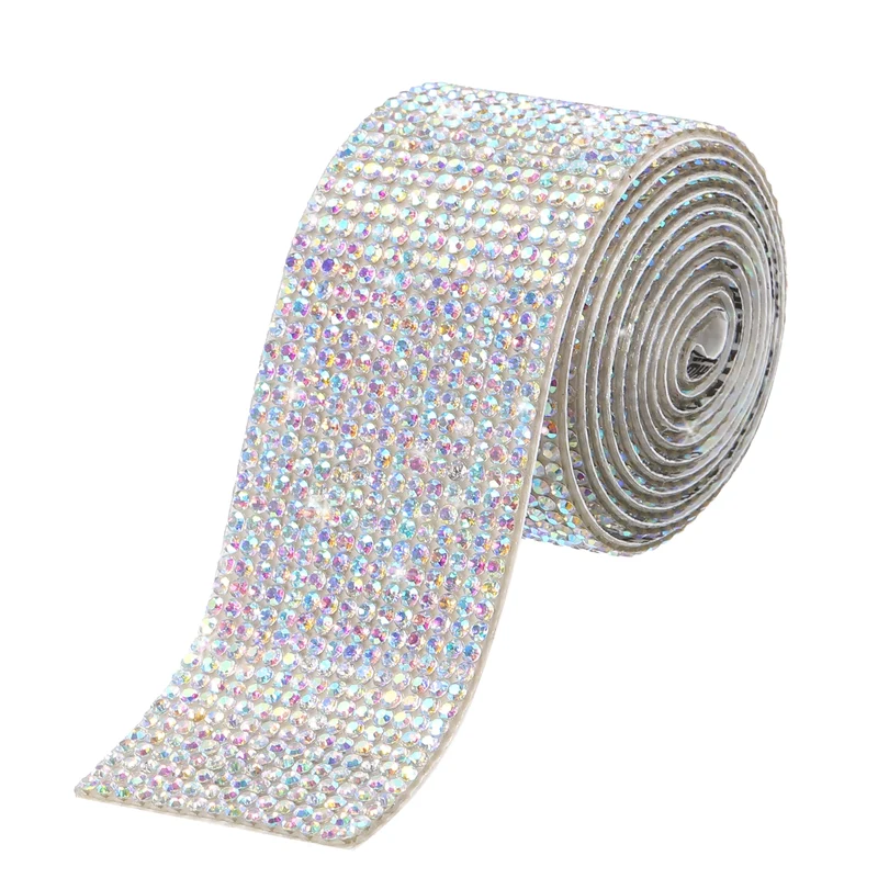 1 Yard 32mm Self Adhesive Crystal Ribbon White,Colorful