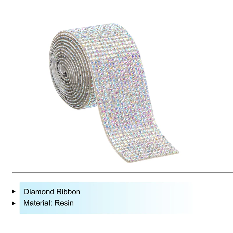 1 Yard 32mm Self Adhesive Crystal Ribbon White,Colorful