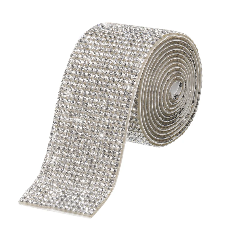 1 Yard 32mm Self Adhesive Crystal Ribbon White