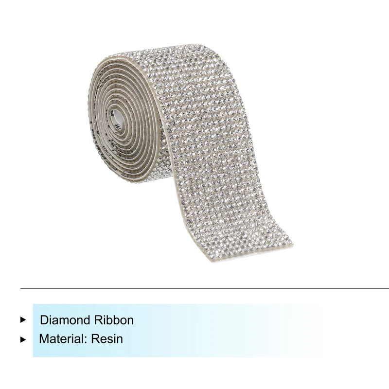 1 Yard 32mm Self Adhesive Crystal Ribbon White