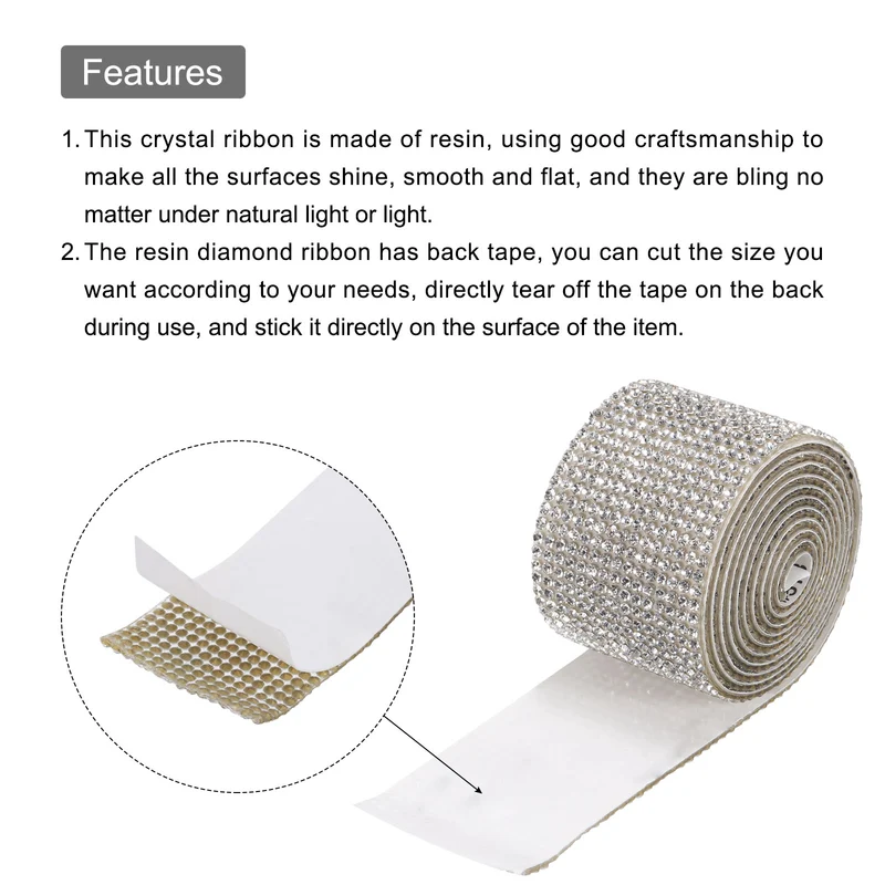 1 Yard 32mm Self Adhesive Crystal Ribbon White