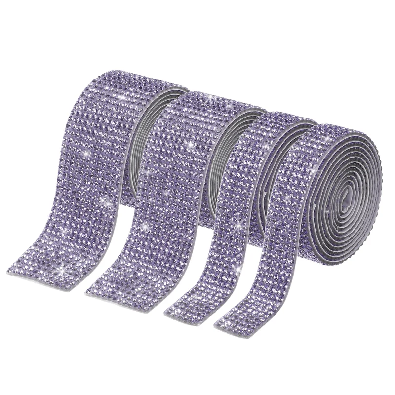 4 Roll 4 Yard 13.5/27mm Self Adhesive Crystal Ribbon Purple