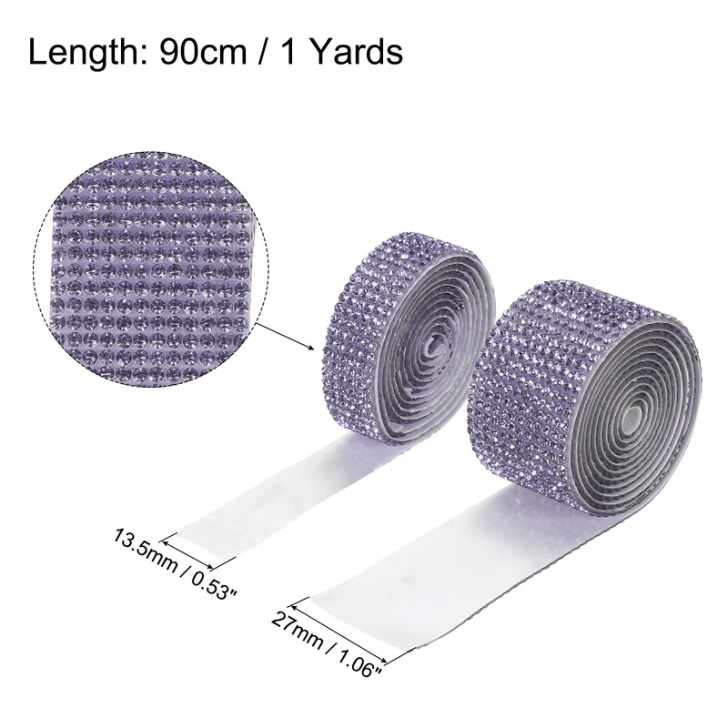 4 Roll 4 Yard 13.5/27mm Self Adhesive Crystal Ribbon Purple