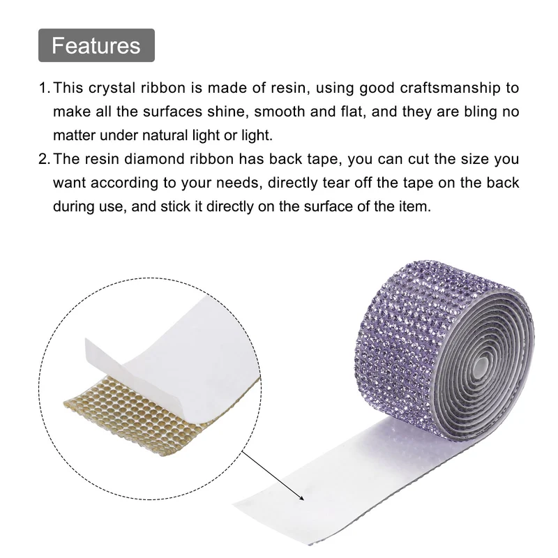 4 Roll 4 Yard 13.5/27mm Self Adhesive Crystal Ribbon Purple