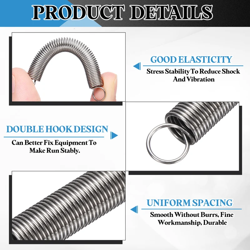 Extension Spring 10pcs Wire Dia 0.03" OD 0.39" Free Length 1"