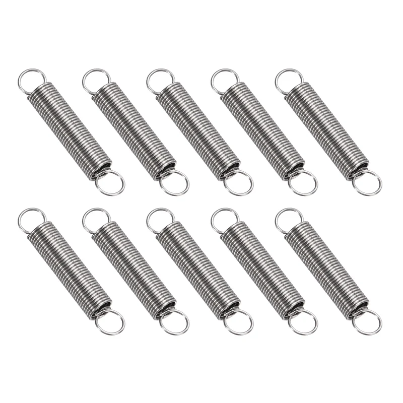 Extension Spring 10pcs Wire Dia 0.03" OD 0.31" Free Length 2.2"