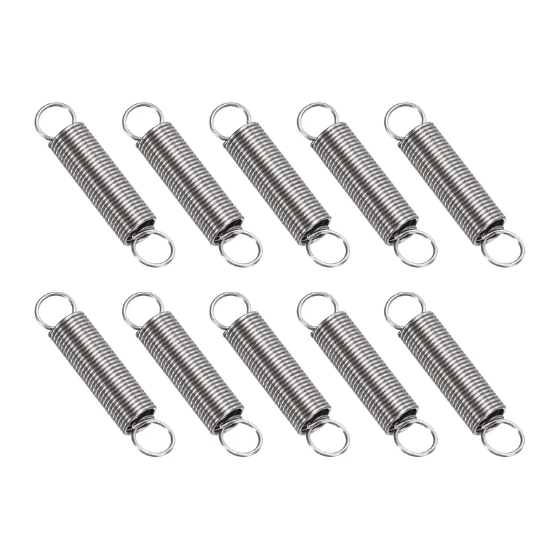 Extension Spring 10pcs Wire Dia 0.03" OD 0.31" Free Length 1.8"