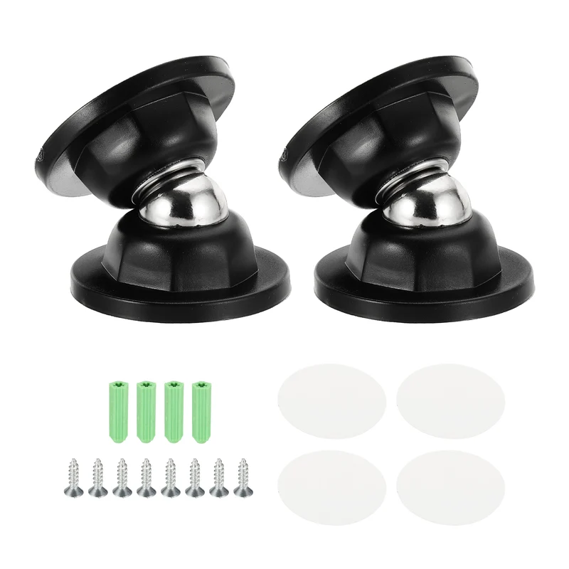 2PCS Magnetic Door Holder, Magnetic Door Catch with Adhesive Screws, Dark Black