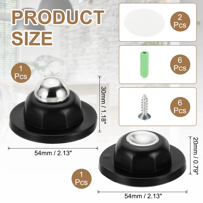 Magnetic Door Holder, Magnetic Door Catch with Adhesive Screws, Dark Black