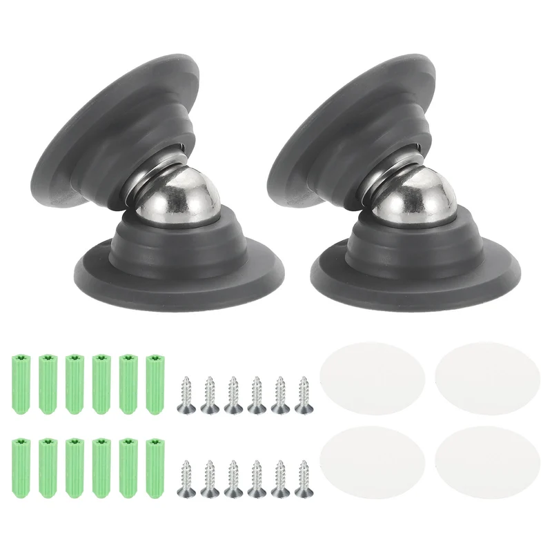 2PCS Magnetic Door Holder, Magnetic Door Catch with Adhesive Screws, Dark Gray