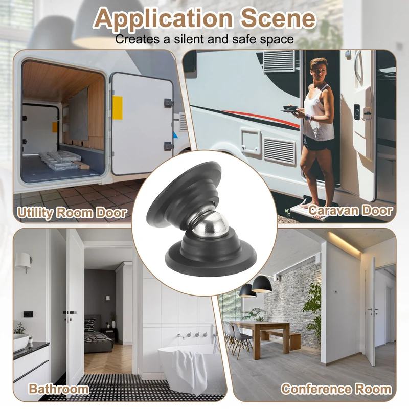 2PCS Magnetic Door Holder, Magnetic Door Catch with Adhesive Screws, Dark Gray
