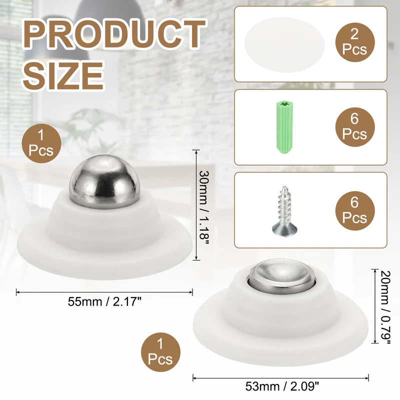 Magnetic Door Holder, Magnetic Door Catch with Adhesive Screws, White