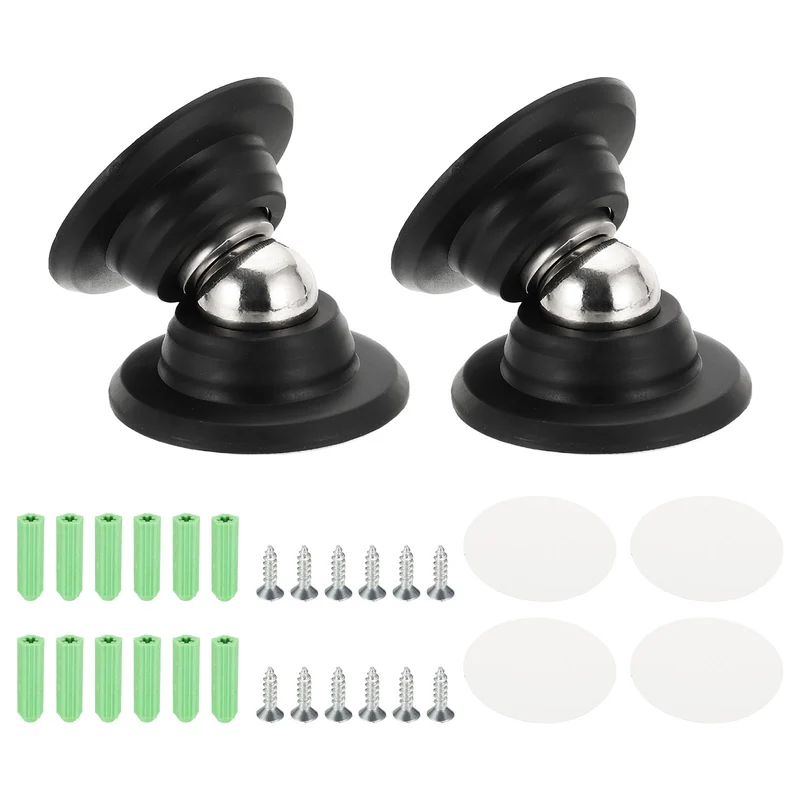 2PCS Magnetic Door Holder, Magnetic Door Catch with Adhesive Screws, Black