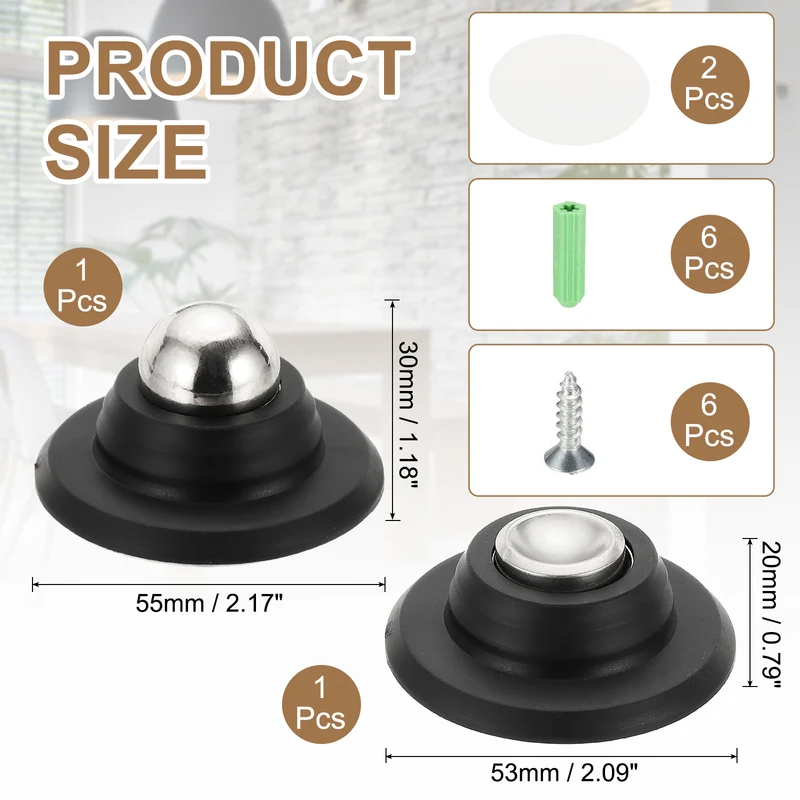 Magnetic Door Holder, Magnetic Door Catch with Adhesive Screws, Black