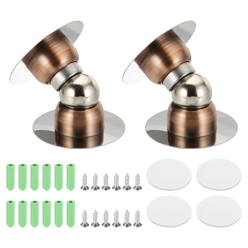 2PCS 2.1" Magnetic Door Stoppers, Wall Floor Mounted Door Catch Holder, Copper