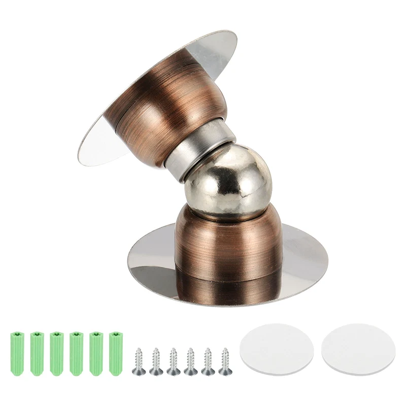 2.1" Magnetic Door Stoppers, Wall Floor Mounted Door Catch Holder, Copper