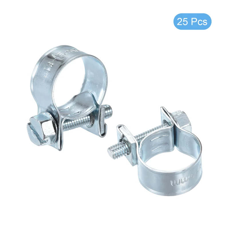 25Pcs Mini Fuel Line Pipe Hose Clamp Clip, 13-15mm Fuel Injection Hose Clamp