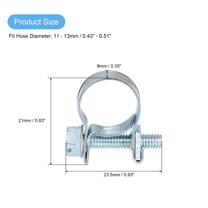 25Pcs Mini Fuel Line Pipe Hose Clamp Clip, 11-13mm Fuel Injection Hose Clamp