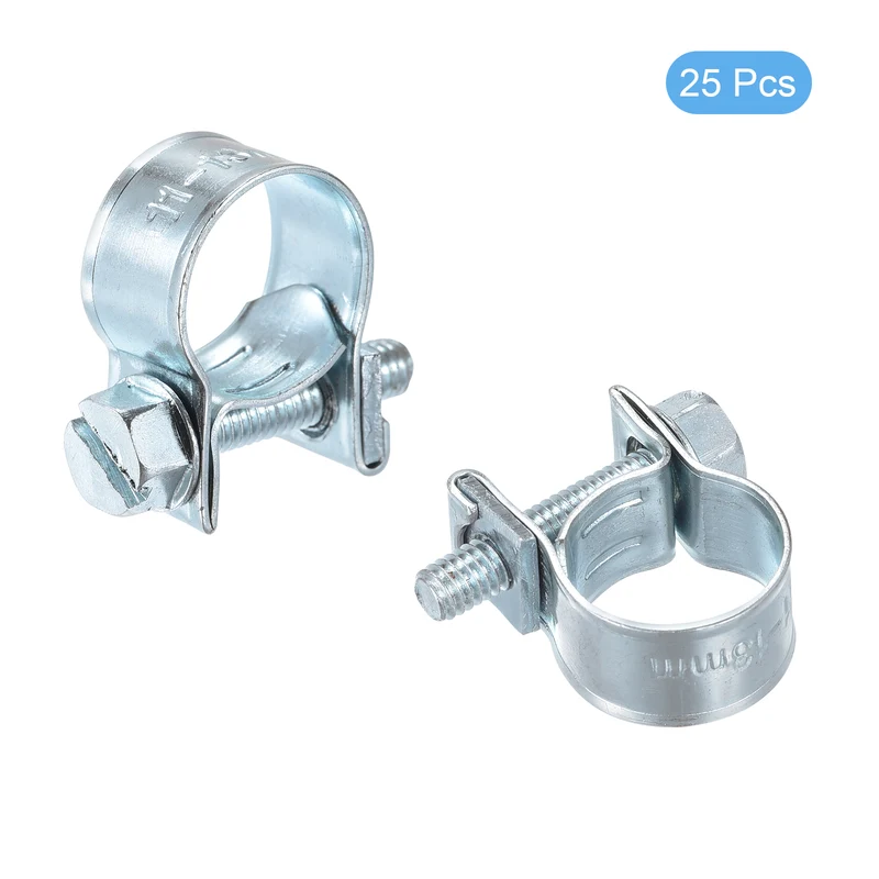 25Pcs Mini Fuel Line Pipe Hose Clamp Clip, 11-13mm Fuel Injection Hose Clamp