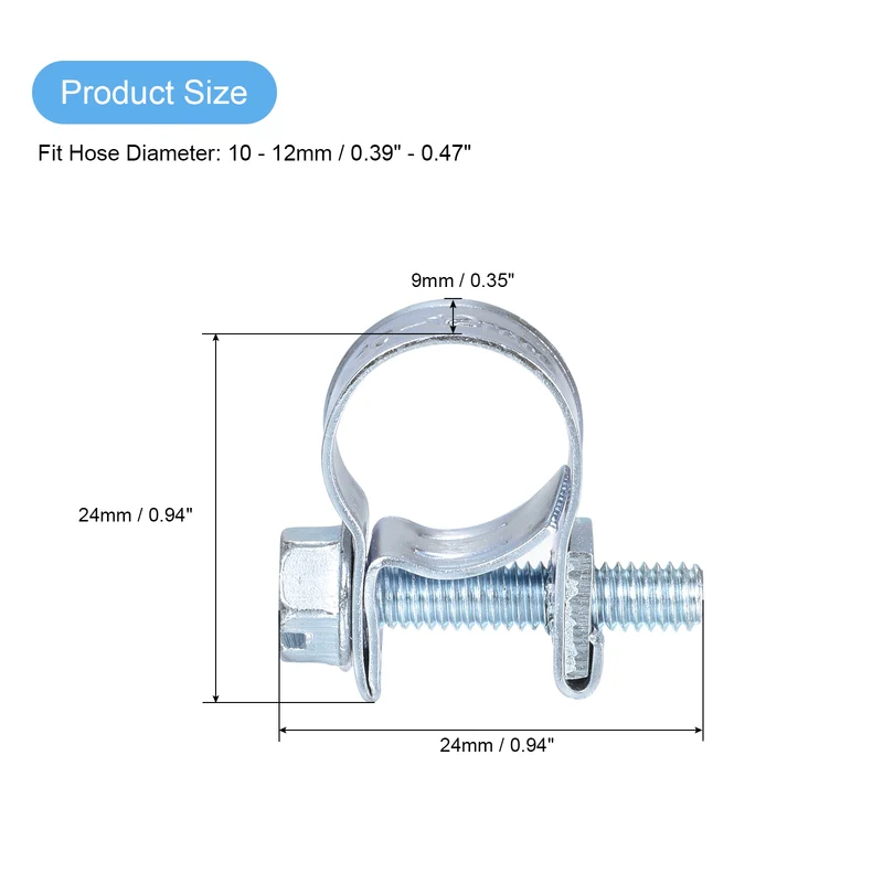25Pcs Mini Fuel Line Pipe Hose Clamp Clip, 10-12mm Fuel Injection Hose Clamp