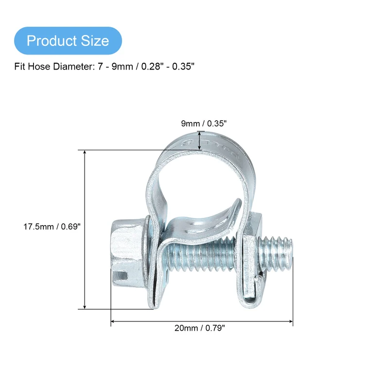 25Pcs Mini Fuel Line Pipe Hose Clamp Clip, 7-9mm Fuel Injection Hose Clamp Pipe