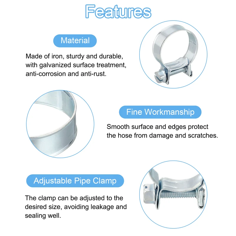 15Pcs Fuel Line Pipe Hose Clamp Clip, 22-24mm Fuel Injection Hose Clamp Adjustable Pipe Hose Clip Tube Clamps for Plumbing Automotive and Industrial