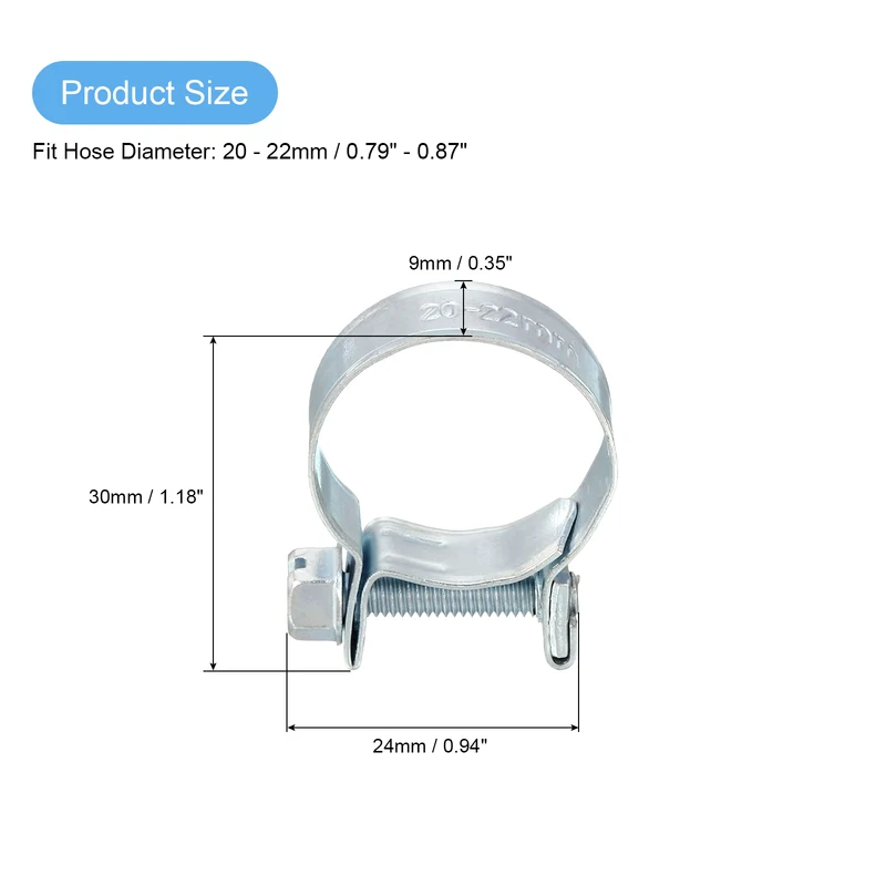 15Pcs Fuel Line Pipe Hose Clamp Clip, 20-22mm Fuel Injection Hose Clamp Adjustable Pipe Hose Clip Tube Clamps for Plumbing Automotive and Industrial