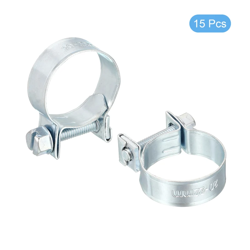 15Pcs Fuel Line Pipe Hose Clamp Clip, 20-22mm Fuel Injection Hose Clamp Adjustable Pipe Hose Clip Tube Clamps for Plumbing Automotive and Industrial