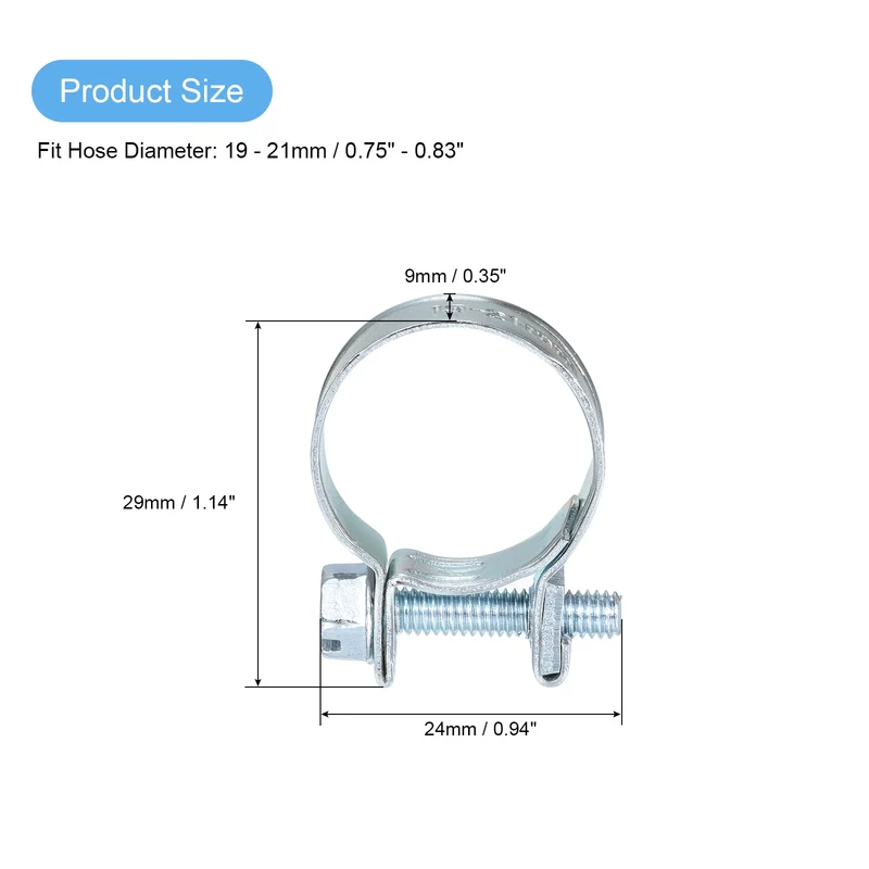 15Pcs Fuel Line Pipe Hose Clamp Clip, 19-21mm Fuel Injection Hose Clamp Adjustable Pipe Hose Clip Tube Clamps for Plumbing Automotive and Industrial